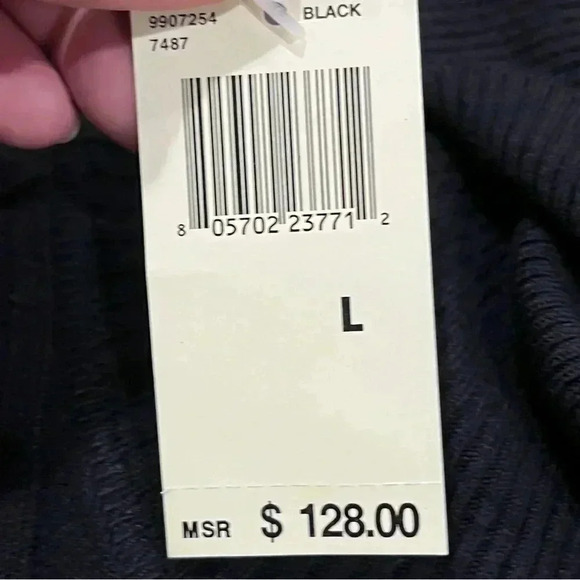 Max Edition Black Maxi Sweater Dress textured chest, short sleeve w turtleneck - Picture 8 of 8